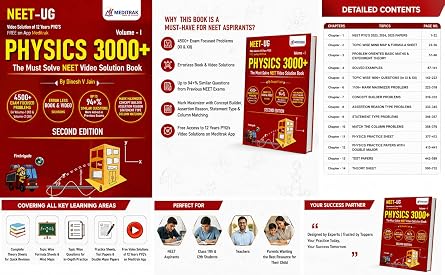 Physics 3000+ NEET Video Solution Book by Dinesh V. Jain | Chapterwise PYQs, Complete Theory, Mind Maps, Formula Sheets, Solved Examples & Practice ... Entrance Exams | Meditrak Physics PYQs Series - Image 2